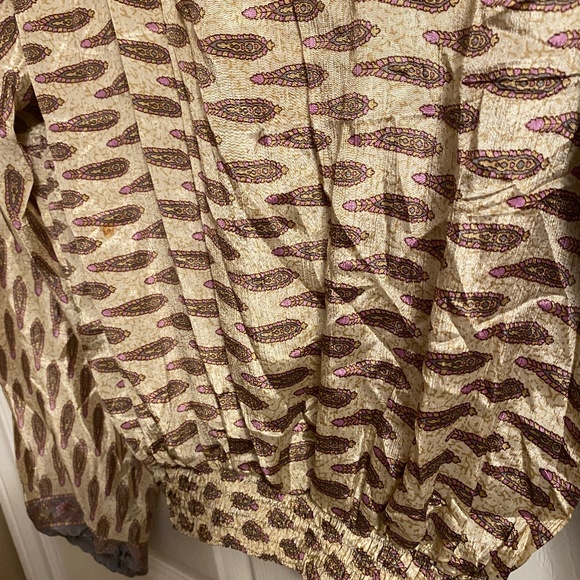 Long Sleeve Crop Top Made From Recycled Sari - Sz S - Picture 2 of 3